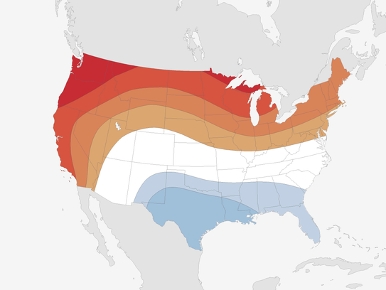 While much of the western and northern U.S. is expected