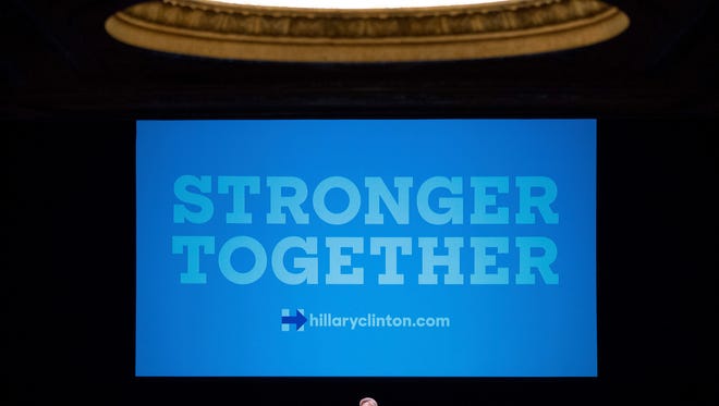 Democratic presidential candidate Hillary Clinton speaks at a fundraiser at the Paramount Theatre in Seattle on Friday.