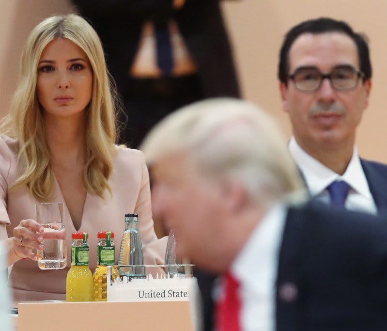 Ivanka Trump looks on as U.S. President Donald Trump arrives on the second day of the G20 economic summit in July.