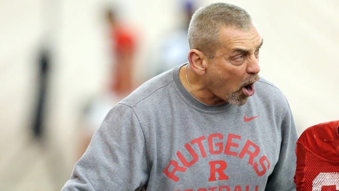 Rutgers special teams coordinator Vince Okruch is testing kicker David Bonagura, who has no challenger right now.