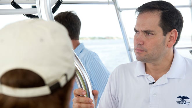 U.S. Sen. Marco Rubio listens during a visit to the Treasure Coast in July to examine the algae pollution in the St. Lucie River. With Republicans holding a one-seat advantage on the Senate Foreign Relations Committee, Rubio could singlehandedly sink Rex Tillerson’s nomination as secretary of state.