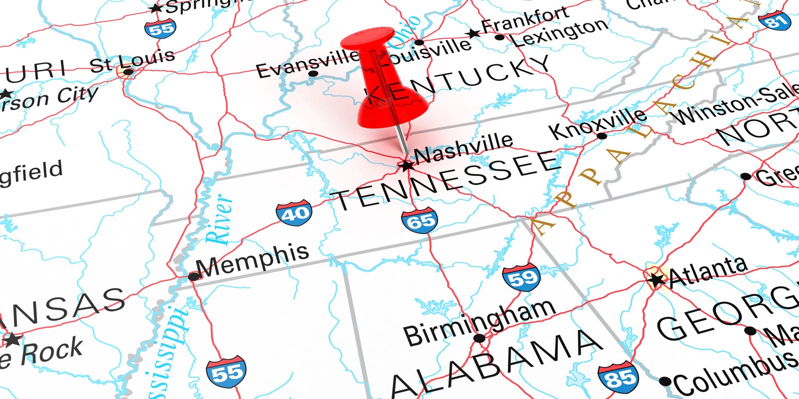 Middle Tennessee Map With Cities Map