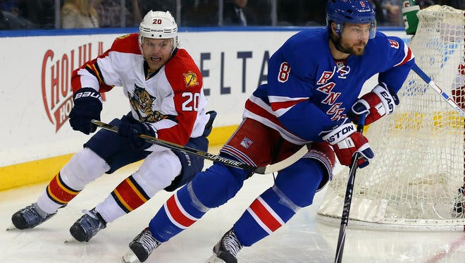 Kevin Klein and the Rangers pulled away from Sean Bergenheim and the Panthers with a surge in the third period Monday night.