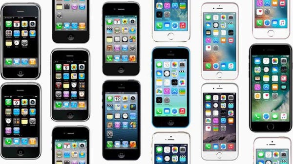 Apple's iPhones in a "mosaic" pattern.