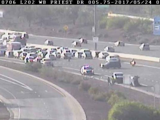 Two additional accidents occurred on the Loop 202 near the roll over as DPS officers responded to the scene