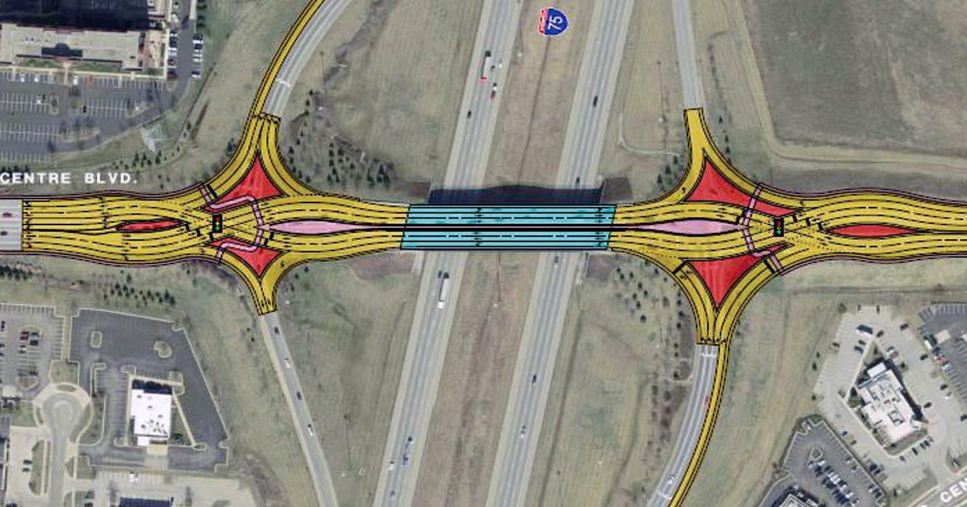 Diverging diamond New interchange planned at Union Centre Blvd.