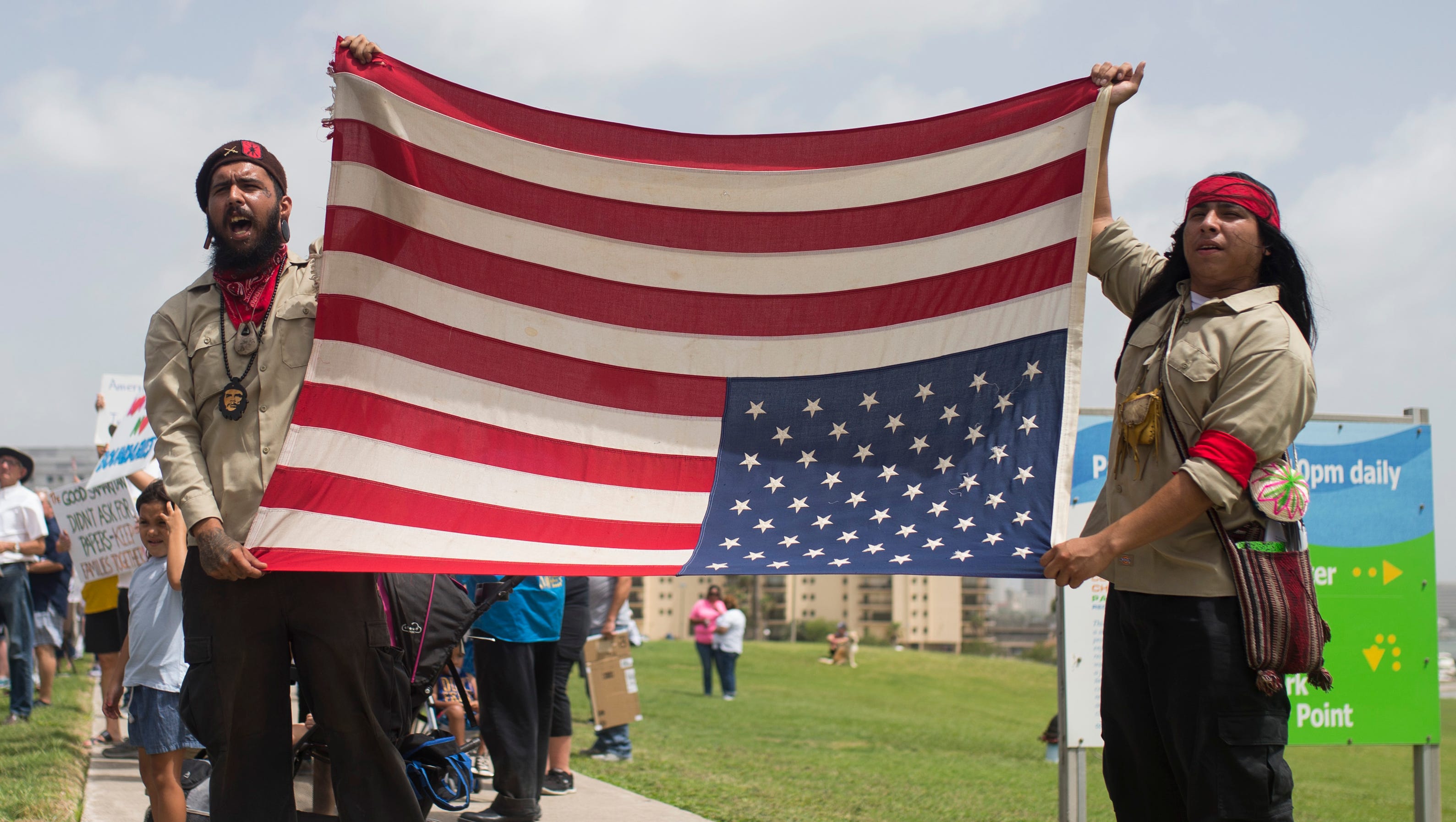 Eagle Bear Alvarado, right, and Armando Cavazos of