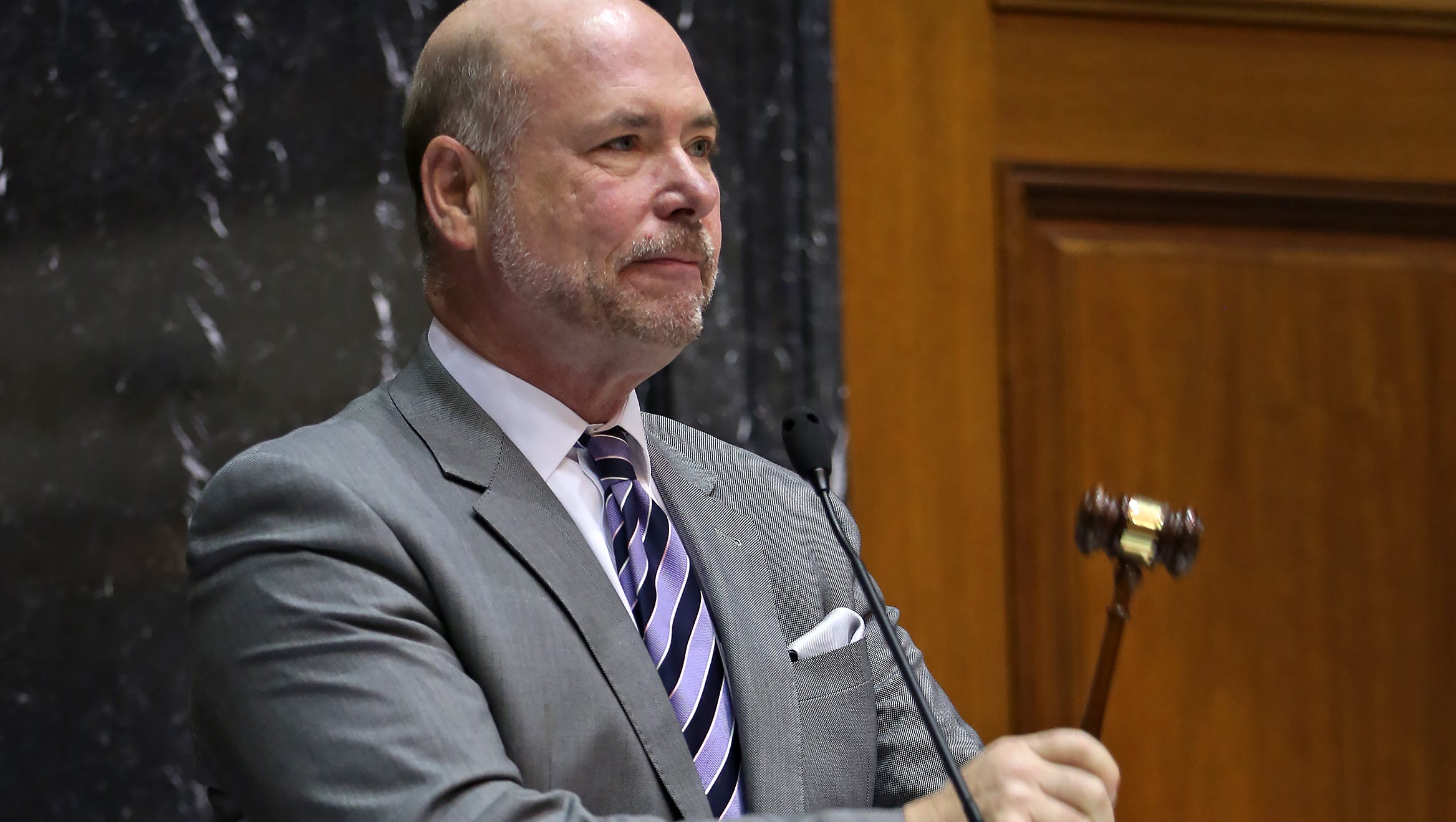 House Speaker Brian Bosma assists 'Broom Guy'