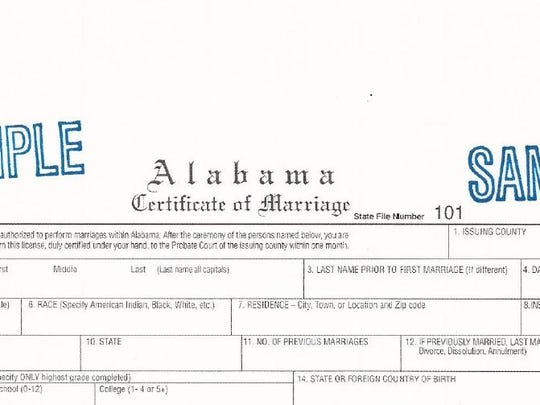 Printable Alabama Marriage Certificate Form