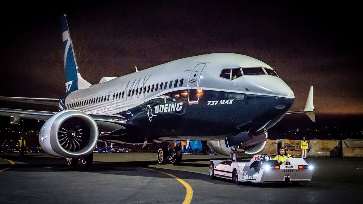 A Boeing 737 MAX on tow.