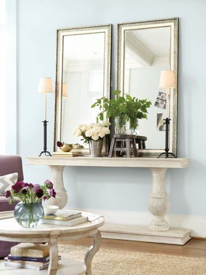 For a timeless look, this Aubrey mirror works with a traditional or contemporary home. The warm antique silver molding and handcrafted ribbed wood and beaded detail add an elegant touch. Hang it or lean it.