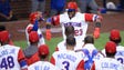 March 16: Nelson Cruz celebrates his solo home run