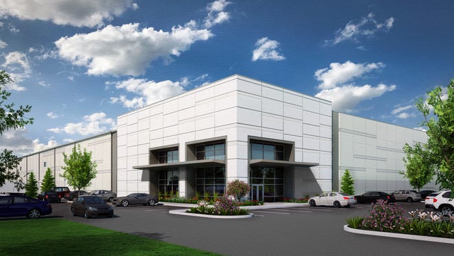 A rendering of the first of two buildings to be built on the former Showcase Cinemas property in Erlanger. The property is now called Erlanger Commerce Center and is a $50 million investment by Cincinnati-based developer Al Neyer. This building will be home to Perfetti Van Melle and another tenant yet to be announced.