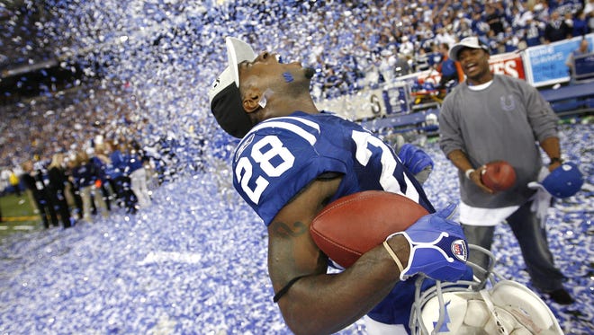 Colts cornerback Marlin Jackson celebrates his last-second interception of Tom Brady that clinched the 2006 AFC Championship.