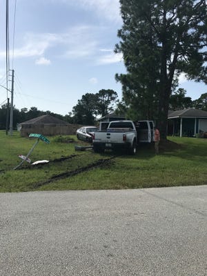 A 16-year-old boy was charged with three felonies Saturday morning after a police chase resulted in this crash in Palm Bay.