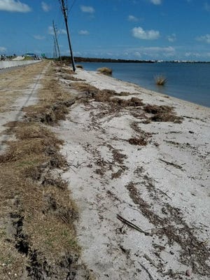 This was some of the erosion damage along the south side of State Road 528 at the western end of Port Canaveral property. Port officials estimate that the repair of the erosion damage will cost about $1.5 million.