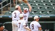 Newman Catholic celebrate their win over St. Mary's,