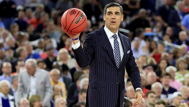 Head coach Jay Wright of the Villanova Wildcats reacts in the second half against the Oklahoma Sooners.