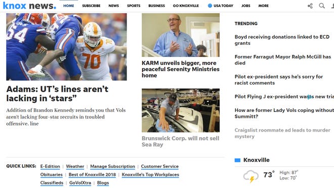 The Knox News desktop/laptop website has a new, cleaner look.