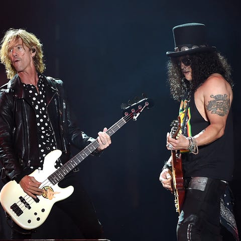 Duff McKagan (left) and Slash of Guns N' Roses per