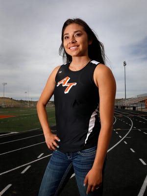 Aztec senior Naomi Teasyatwho already has six first-place finishes in three meets this season for the Lady Tigers track team.