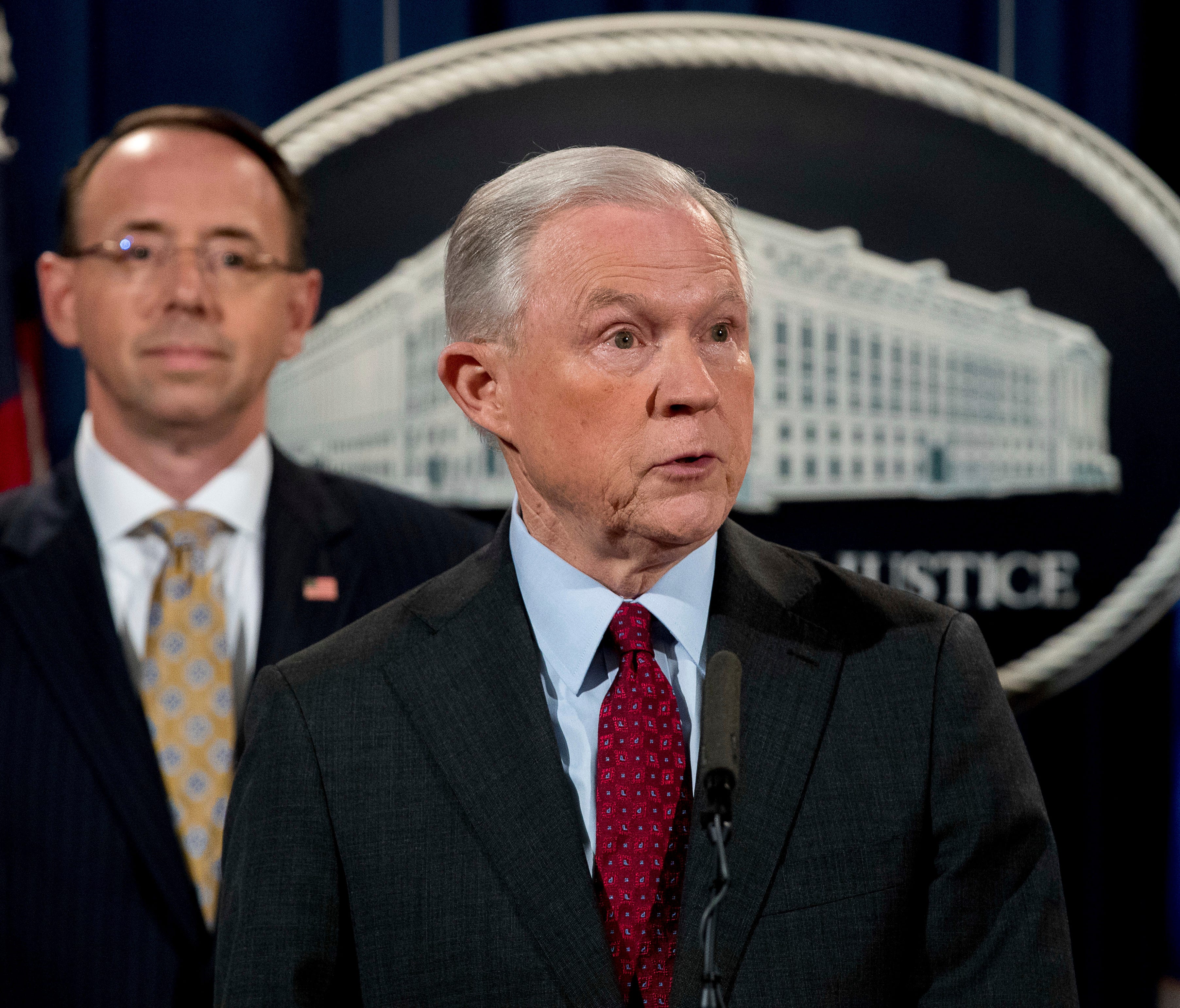 Attorney General Jeff Sessions (right) and Deputy Attorney General Rod Rosenstein.