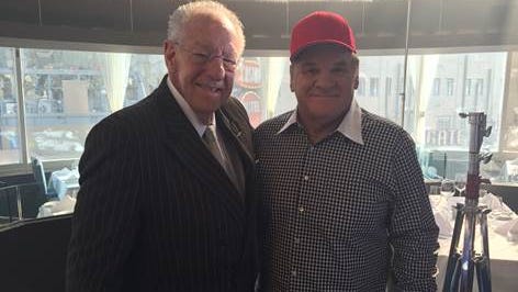 Las Vegas mayor Oscar Goodman and former Big Red Machine great Pete Rose.