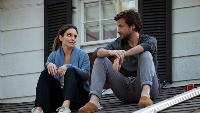 Tina Fey and Jason Bateman on the roof of a house in Rye that was used in the filming for the 2014 movie "This Is Where I Leave You."