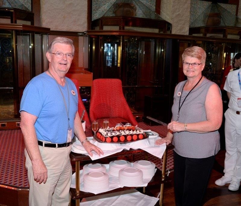 Carnival this month celebrated Bernard and Janice Caffery's 200th cruise with the line.
