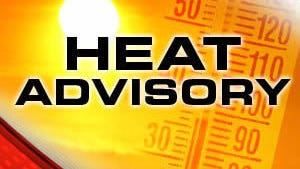 Escambia and Santa Rosa counties will be under a heat advisory for much of the day as hot temperatures and high humidity are expected to beat down on the area.