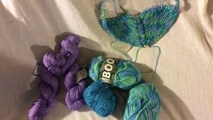 I played with these yarns all morning yesterday and came up with a design that is very different from the one I started with.
