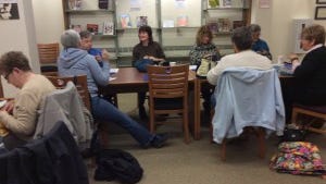 This is the grouip I knit with at the Hunterdon County Library on the second Monday of the month. Some of them are members of the Hunterdon Knitters and Crocheters Guild, which will hold a Knitting in Public Day event on June 18 at the library.