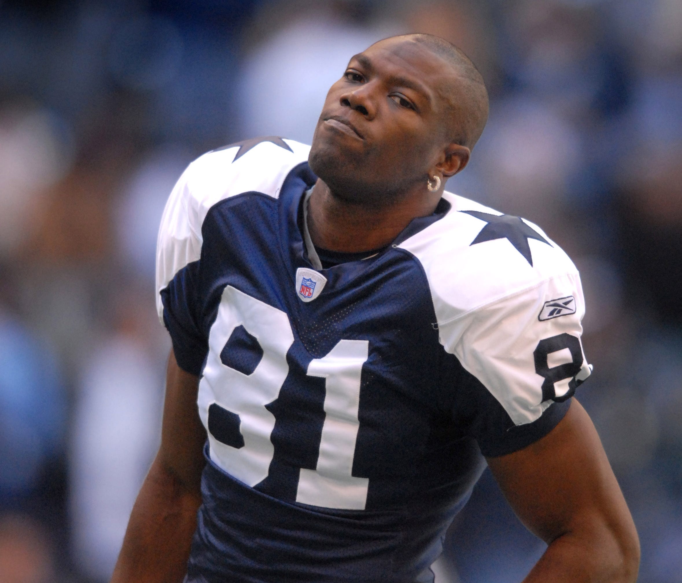 Dallas Cowboys wide receiver (81) Terrell Owens warms up before a game against the Philadelphia Eagles at Texas Stadium in Irving, Texas.