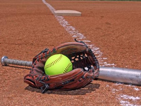 softball glove and bat