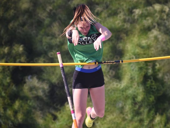 Melissa Purcell, Pascack Valley, during the pole vault