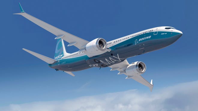Boeing's 737 MAX in flight.