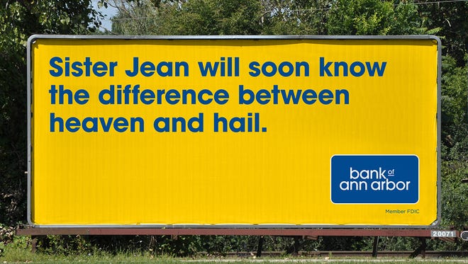 A mock-up billboard by Bank of Ann Arbor