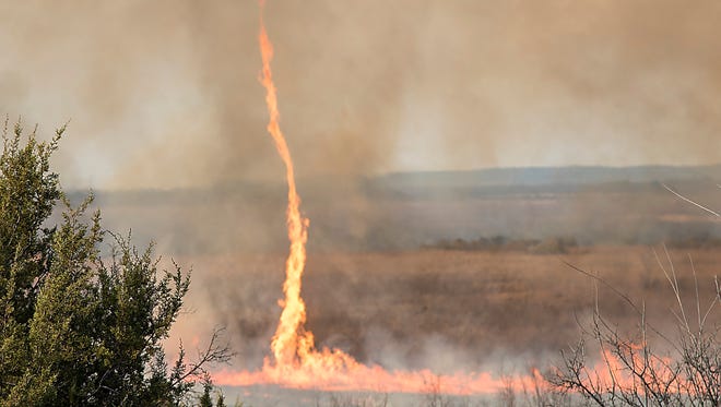 A "firenado" appears during a controlled burn at the State Park. Controlled burns are an effective range management tool with many benefits. The park is closed during this time for safety concerns.