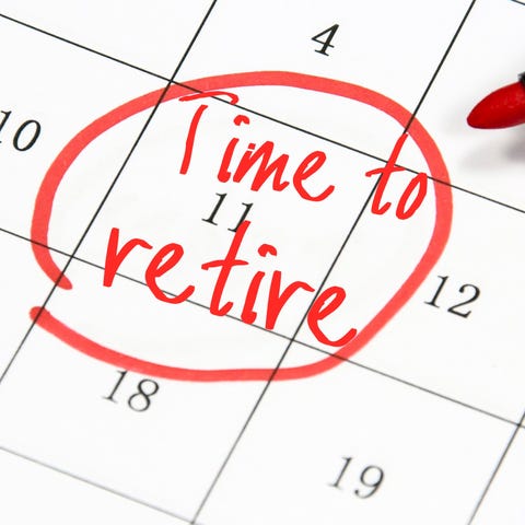 Calendar labeled "Time to Retire"