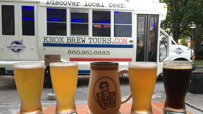 The Knox Brew Tours bus makes a stop at Crafty Bastard Brewery in downtown Knoxville in 2017.