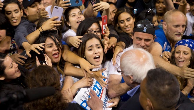 Bernie Sanders campaigns on May 17, 2016, in Carson, Calif.