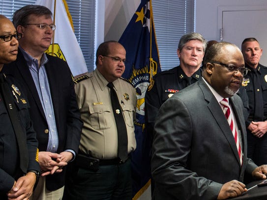 December 16, 2017 - Major Darren Goods, Operations Commander for the Multi-Agency Gang Unit, speaks during a press conference about the arrest of Sherra Wright, the ex-wife of slain former NBA player Lorenzen Wright. She has been charged with conspiracy, first-degree murder and criminal attempt first degree murder, Memphis police Director Michael Rallings said in announcing the charges Saturday.