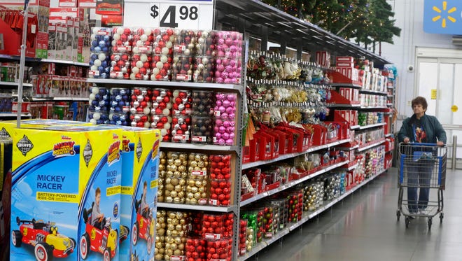 Holiday decorations are among the items on sale.
