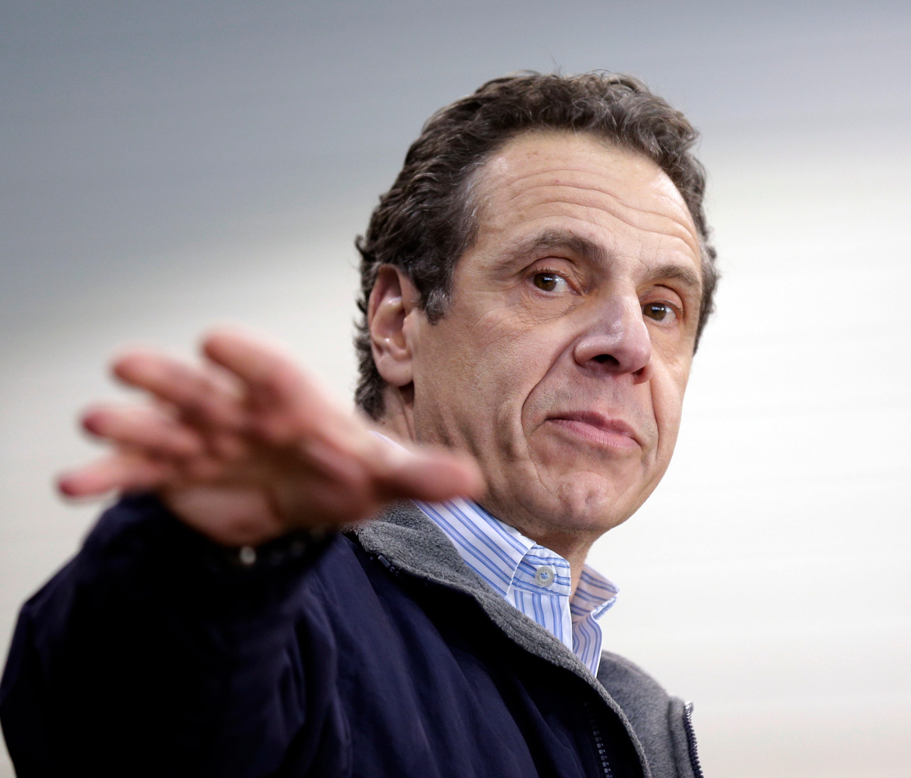 New York Governor Andrew Cuomo speaks at an event in New York, Monday, April 2, 2018. Cuomo was touting the funds in the new state budget to help fix decrepit public housing in New York City. (AP Photo/Seth Wenig)