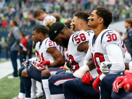 Oct. 29: Texans linebacker Lamarr Houston (58) and