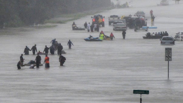 A view of flood waters from Hurricane Harvey near South