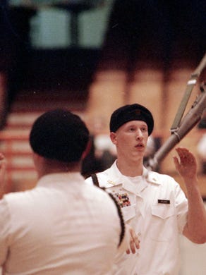 West High SchoolÕs Josh Sadler, left, and Scott Dixson compete in the duet competition at the Stokely Athletic Center during the 3rd Annual Volunteer Classic Drill Meet in April of 1997. 
