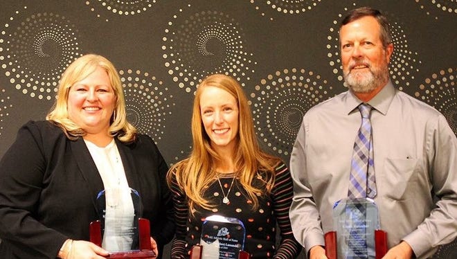 Spring Arbor University inducted a trio of former student-athletes into its Athletics Hall of Fame: (from left) Kim Adams, Amy Lassanske and Glenn Rutenbar.