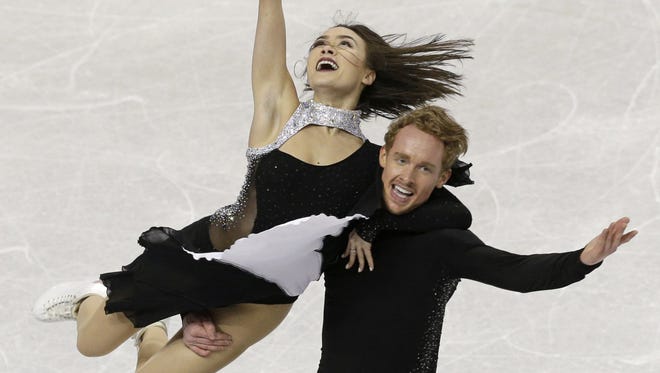 Madison Chock and Evan Bates perform to “An American in Paris” during their free dance program Saturday at the U.S. Figure Skating Championships in Greensboro, N.C. Chock and Bates captured their first national title after twice finishing as the runners-up.