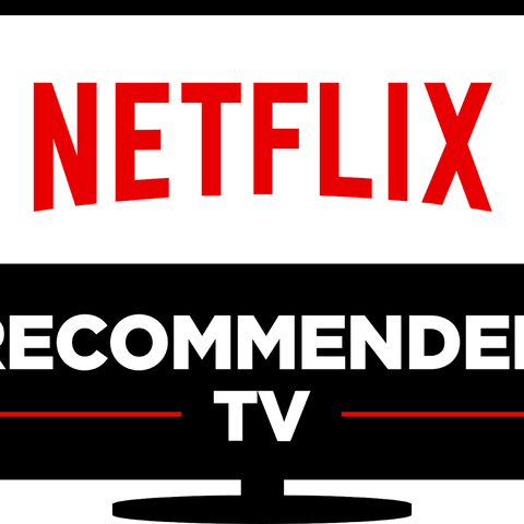 Netflix logo inside a graphic TV with slogan Recom